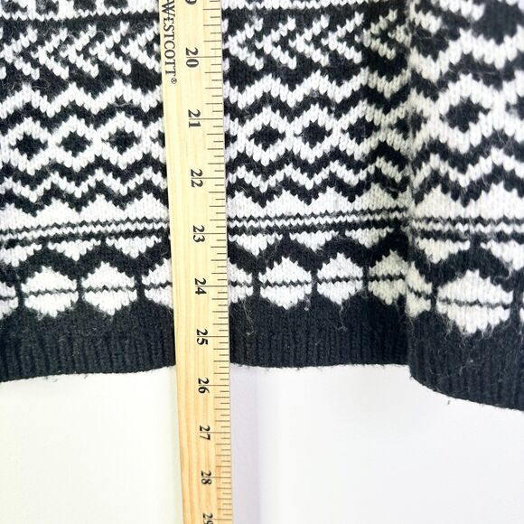 Ann Taylor Sweater Women M Black White Leopard Mock Neck Tunic Boho Cottage - Picture 7 of 7